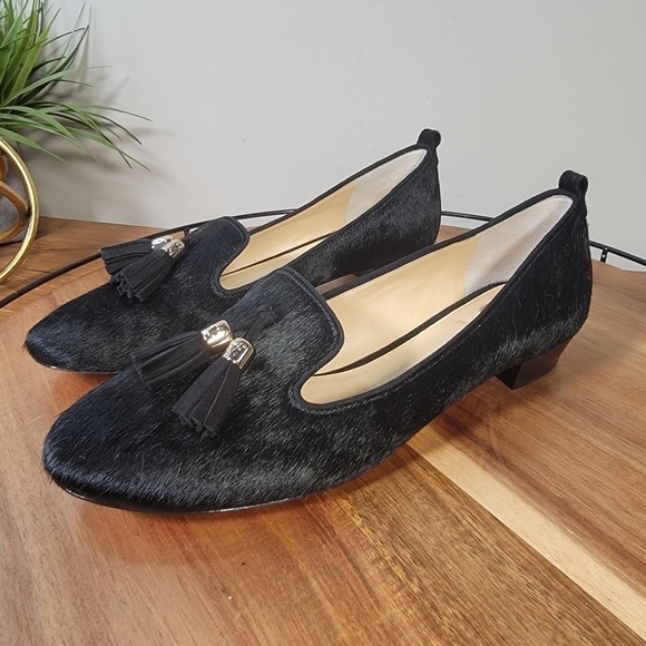 VC Signature Black Calf Hair Leather Tassel Loafers Size 8 - Picture 5 of 17